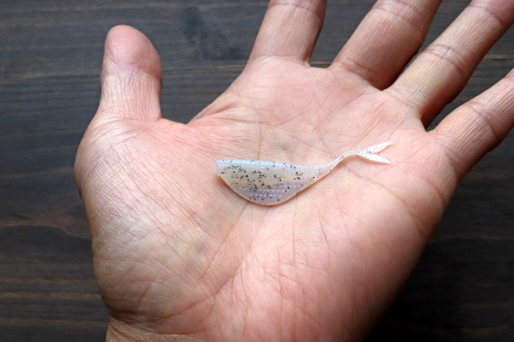 2インチ（約5cm）、ラージマウス、スモールマウスなど、あらゆる魚種に理想的な一口サイズ。