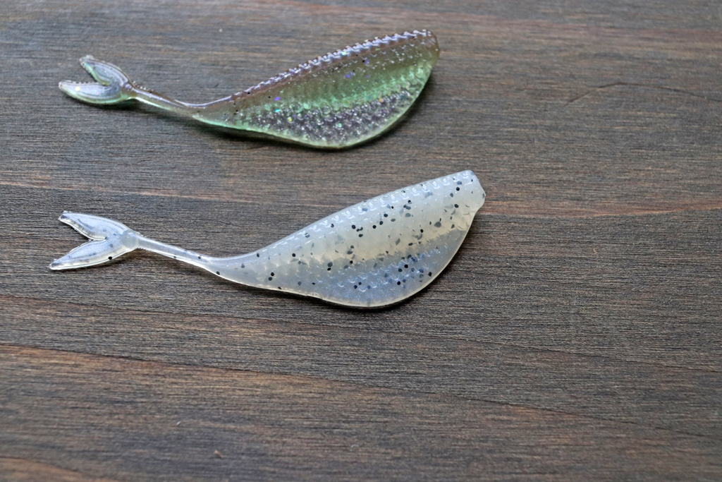 ブルーギルやシャッドなどを模した厚みのあるボディに・・・、